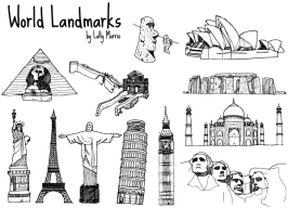 033-free-hand-drawn-world-landmark-vectors